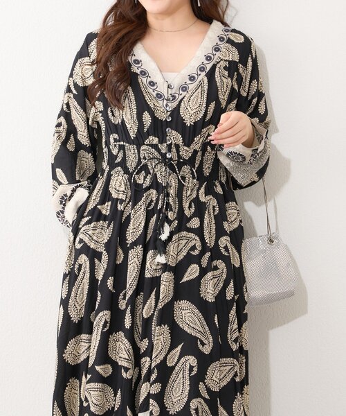 Remind me and forever（リマインドミーアンドフォーエバー）の「【India series】【nane/WEB限定】エスニック柄マキシワンピース（ワンピース・レディース・グリーン/ブラック・FREE）」の17枚目の写真