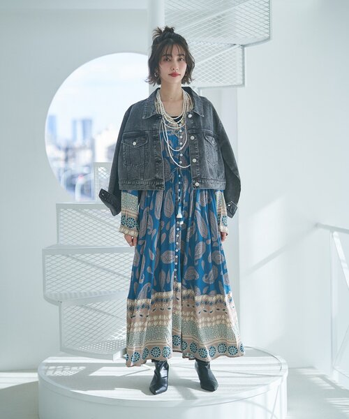 Remind me and forever(リマインドミーアンドフォーエバー)の「【India series】【nane/WEB限定】エスニック柄マキシワンピース(ワンピース・レディース・グリーン/ブラック・FREE)」の16枚目の写真