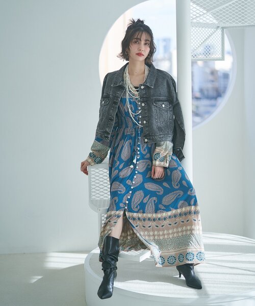 Remind me and forever(リマインドミーアンドフォーエバー)の「【India series】【nane/WEB限定】エスニック柄マキシワンピース(ワンピース・レディース・グリーン/ブラック・FREE)」の10枚目の写真
