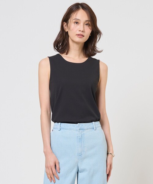 J.PRESS(ジェイプレス)の「針抜きフライス ノースリーブ カットソー(Tシャツ/カットソー・レディース・ホワイト系/ライトグレー系/ブラック系・T15/T13)」の2枚目の写真