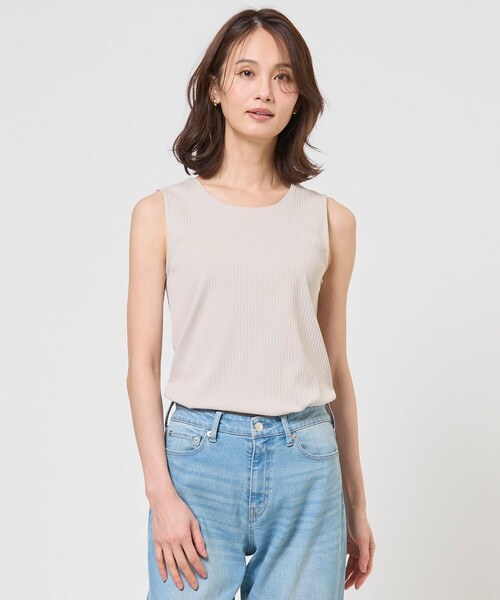 J.PRESS(ジェイプレス)の「針抜きフライス ノースリーブ カットソー(Tシャツ/カットソー・レディース・ホワイト系/ライトグレー系/ブラック系・T15/T13)」の3枚目の写真