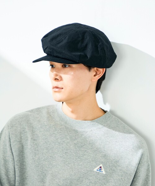 GLOSTER（グロスター）の「【大人カジュアルに映える】COTTON LINEN BIG CASKET（キャスケット・メンズ・ブラック/キナリ・FREE）」の2枚目の写真