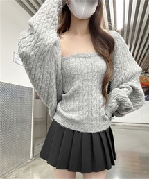 AMAJI（アマジ）の「ケーブルニット ボレロ＆チューブトップ アンサンブル（アンサンブル）」