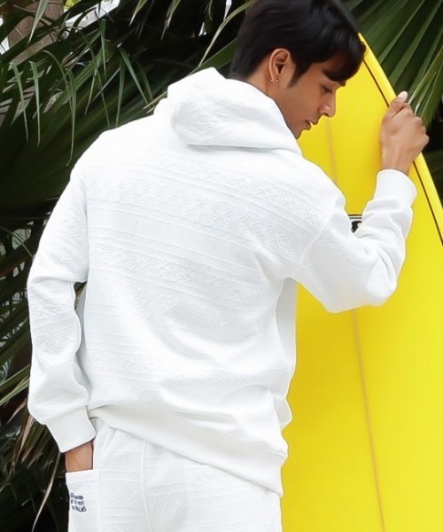 Kahiko(カヒコ)の「【Kahiko】SURF&Palms ジェイMEN'Sフーディー(パーカー・メンズ・ホワイト/ベージュ/ネイビー/グレー/グリーン・FREE)」の8枚目の写真
