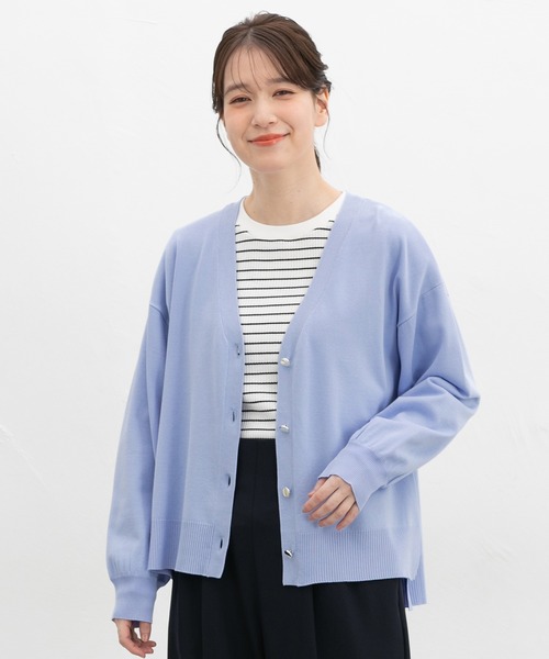 Honeys（ハニーズ）の「【ＵＶカット・花粉リリース加工】花粉対策Ｖネックカーディガン（カーディガン/ボレロ・レディース・ベージュ/ラベンダー/イエロー系その他/サックスブルー/ブラック・L/LL/M）」の13枚目の写真