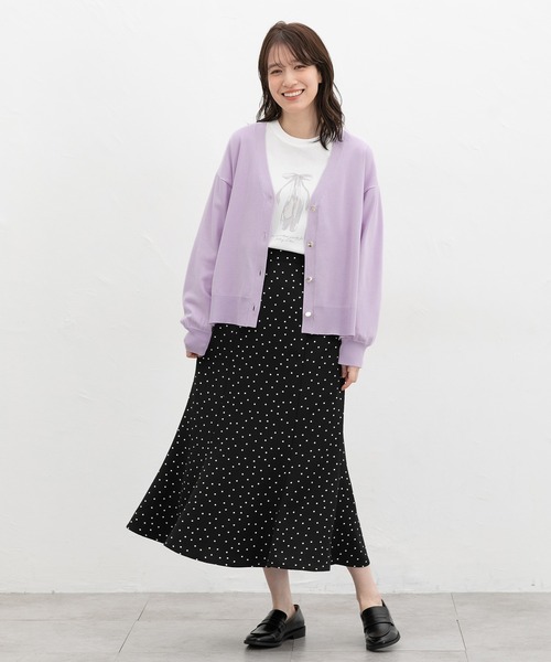 Honeys（ハニーズ）の「【ＵＶカット・花粉リリース加工】花粉対策Ｖネックカーディガン（カーディガン/ボレロ・レディース・ベージュ/ラベンダー/イエロー系その他/サックスブルー/ブラック・L/LL/M）」の14枚目の写真