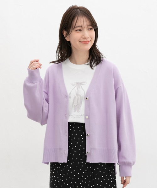 Honeys（ハニーズ）の「【ＵＶカット・花粉リリース加工】花粉対策Ｖネックカーディガン（カーディガン/ボレロ・レディース・ベージュ/ラベンダー/イエロー系その他/サックスブルー/ブラック・L/LL/M）」の15枚目の写真