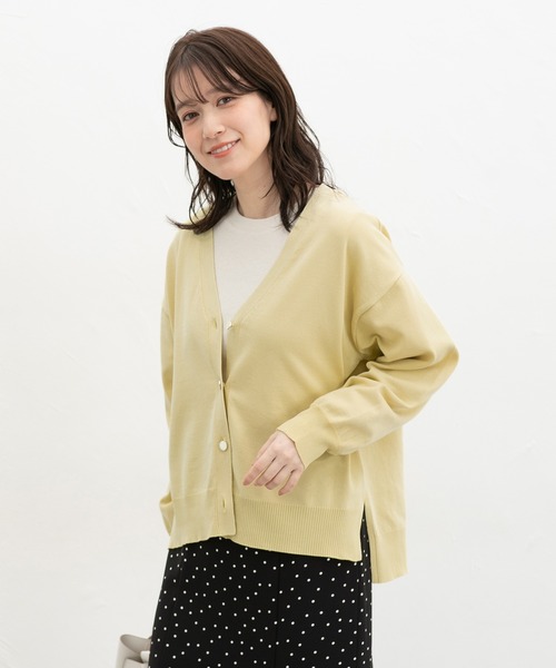 Honeys（ハニーズ）の「【ＵＶカット・花粉リリース加工】花粉対策Ｖネックカーディガン（カーディガン/ボレロ・レディース・ベージュ/ラベンダー/イエロー系その他/サックスブルー/ブラック・L/LL/M）」の18枚目の写真