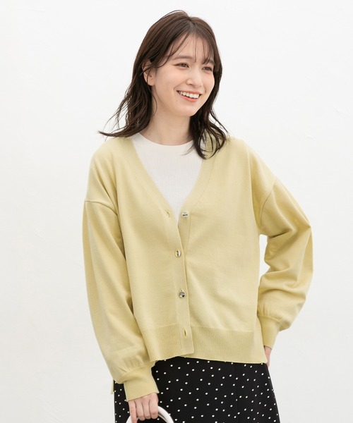 Honeys（ハニーズ）の「【ＵＶカット・花粉リリース加工】花粉対策Ｖネックカーディガン（カーディガン/ボレロ・レディース・ベージュ/ラベンダー/イエロー系その他/サックスブルー/ブラック・L/LL/M）」の19枚目の写真