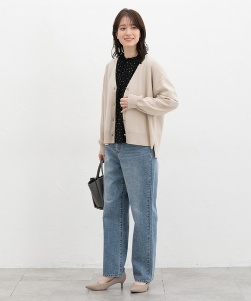 Honeys（ハニーズ）の「【ＵＶカット・花粉リリース加工】花粉対策Ｖネックカーディガン（カーディガン/ボレロ・レディース・ベージュ/ラベンダー/イエロー系その他/サックスブルー/ブラック・L/LL/M）」の20枚目の写真