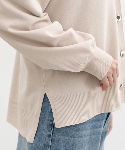 Honeys（ハニーズ）の「【ＵＶカット・花粉リリース加工】花粉対策Ｖネックカーディガン（カーディガン/ボレロ・レディース・ベージュ/ラベンダー/イエロー系その他/サックスブルー/ブラック・L/LL/M）」の6枚目の写真