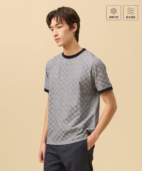 J.PRESS(ジェイプレス)の「クールビズ対応【接触冷感 / 吸水速乾】【J.PRESS PREMIUM JERSEY】アーガイルリンクス Tシャツ(Tシャツ/カットソー・メンズ・ネイビー系/ホワイト系/グレー系/ブラック系・X-LARGE/LARGE/MEDIUM/SMALL)」の4枚目の写真
