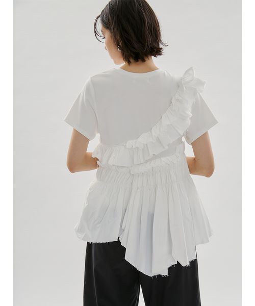 emmi(エミ)の「フリルアシンメトリーカットソー(Tシャツ/カットソー・レディース・シルバー/オフホワイト/ブラック・F)」の5枚目の写真