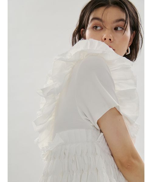 emmi(エミ)の「フリルアシンメトリーカットソー(Tシャツ/カットソー・レディース・シルバー/オフホワイト/ブラック・F)」の8枚目の写真