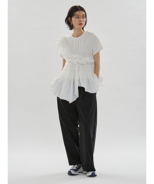 emmi(エミ)の「フリルアシンメトリーカットソー(Tシャツ/カットソー・レディース・シルバー/オフホワイト/ブラック・F)」の12枚目の写真