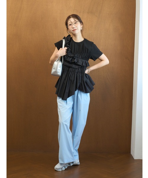 emmi(エミ)の「フリルアシンメトリーカットソー(Tシャツ/カットソー・レディース・シルバー/オフホワイト/ブラック・F)」の19枚目の写真