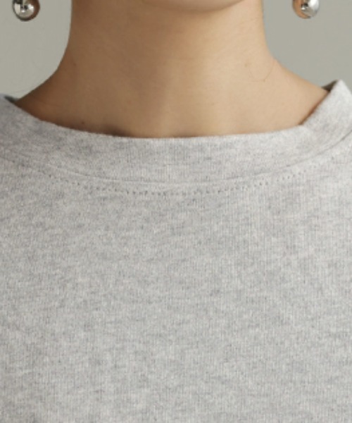 HUG.U(ハグユー)の「ポケット付き 綿100% モックネック ロンT(Tシャツ/カットソー・レディース・カーキ/ライトブルー/ブラック/ホワイト/テラコッタ/ダークグレー・FREE)」の10枚目の写真