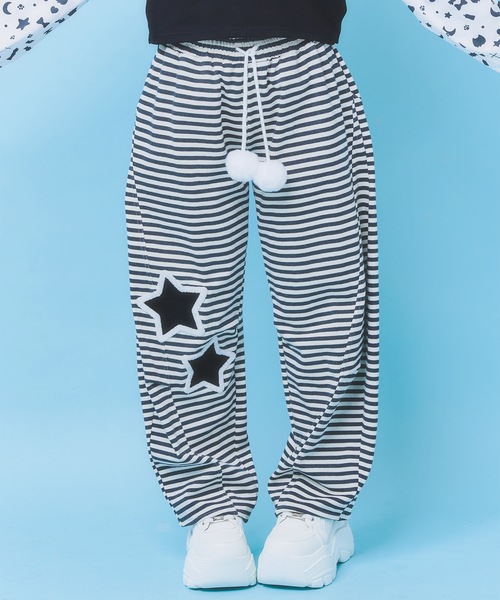 Hauls(ハウルズ)の「もこもこの星☆ボーダーパンツ(その他パンツ・レディース・グレー/ブラック・FREE)」の1枚目の写真