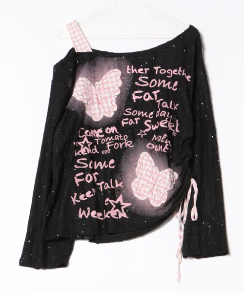 HOOK(フック)の「チェック蝶モチーフ ドロストロンT(Tシャツ/カットソー・レディース・ホワイト/ブラック・M/S)」の21枚目の写真