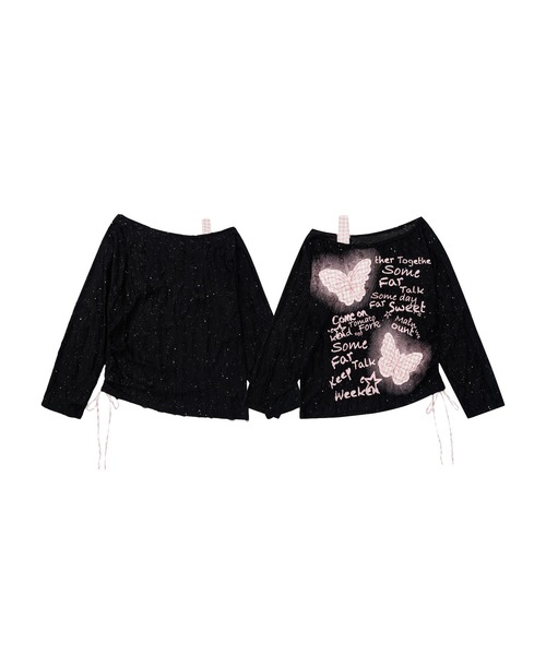 HOOK(フック)の「チェック蝶モチーフ ドロストロンT(Tシャツ/カットソー・レディース・ホワイト/ブラック・M/S)」の22枚目の写真