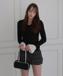 Flare Sleeve V-neck Slim Top / フレアスリーブVネックスリムトップス