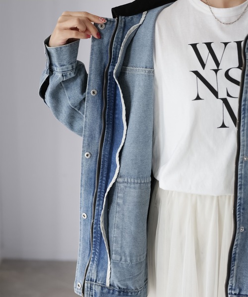 セール】襟配色デニムジャケット（デニムジャケット）｜Riberry