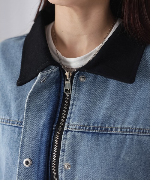Riberry（リベリー）の「襟配色デニムジャケット（デニムジャケット・レディース・インディゴブルー/サックスブルー・FREE）」の22枚目の写真