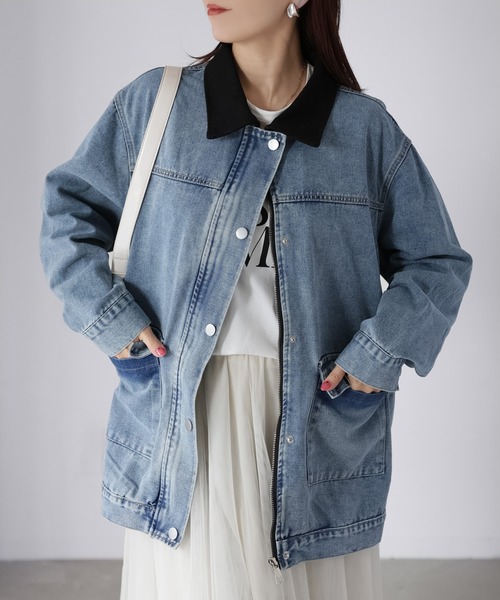 襟配色デニムジャケット（デニムジャケット）｜Riberry（リベリー）の