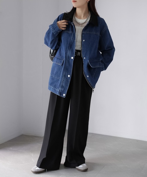 襟配色デニムジャケット（デニムジャケット）｜Riberry（リベリー）の