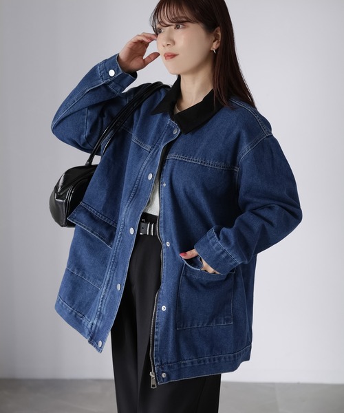 セール】襟配色デニムジャケット（デニムジャケット）｜Riberry