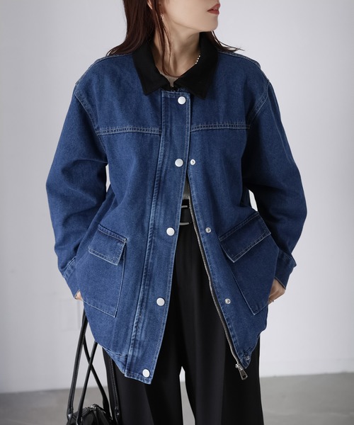 襟配色デニムジャケット（デニムジャケット）｜Riberry（リベリー）の
