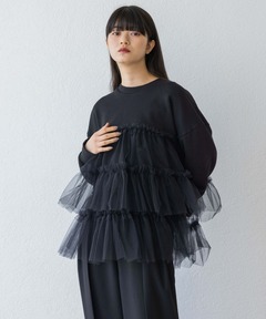 VIVIANO/ヴィヴィアーノ】Swell Tulle Sweat Shirt/チュールスウェット 