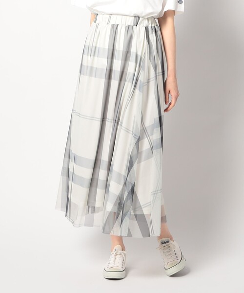Grand PARK（グランドパーク）の「チュールチェックスカート（スカート・レディース・グレー/ブルー/オフホワイト/ブラック・FREE）」の2枚目の写真