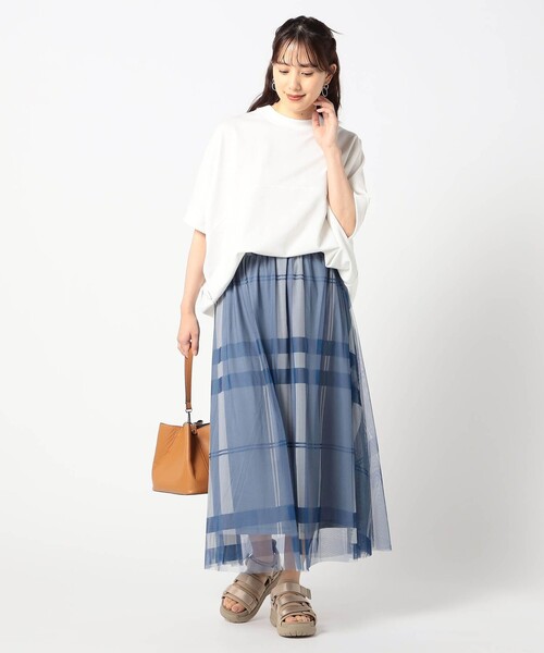 Grand PARK（グランドパーク）の「チュールチェックスカート（スカート・レディース・グレー/ブルー/オフホワイト/ブラック・FREE）」の10枚目の写真