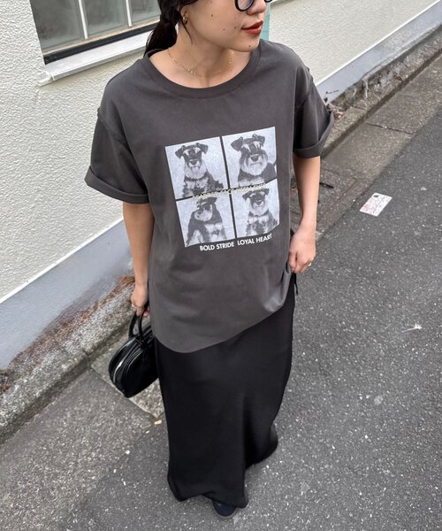 CIAOPANIC TYPY（チャオパニックティピー）の「犬アソートフォトプリント半袖Tee（Tシャツ/カットソー・レディース・ピンク/ブラウン/チャコールグレー/オフホワイト・ONE SIZE）」の9枚目の写真