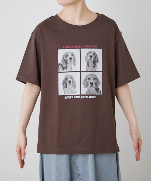 CIAOPANIC TYPY（チャオパニックティピー）の「犬アソートフォトプリント半袖Tee（Tシャツ/カットソー・レディース・ピンク/ブラウン/チャコールグレー/オフホワイト・ONE SIZE）」の10枚目の写真