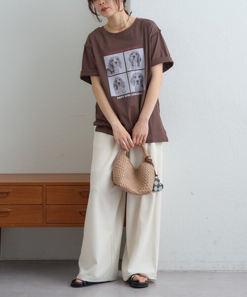 CIAOPANIC TYPY（チャオパニックティピー）の「犬アソートフォトプリント半袖Tee（Tシャツ/カットソー・レディース・ピンク/ブラウン/チャコールグレー/オフホワイト・ONE SIZE）」の20枚目の写真