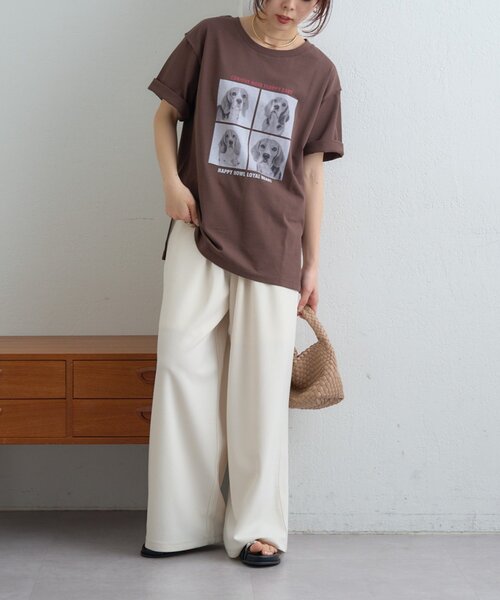 CIAOPANIC TYPY（チャオパニックティピー）の「犬アソートフォトプリント半袖Tee（Tシャツ/カットソー・レディース・ピンク/ブラウン/チャコールグレー/オフホワイト・ONE SIZE）」の21枚目の写真