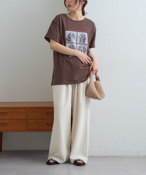 CIAOPANIC TYPY（チャオパニックティピー）の「犬アソートフォトプリント半袖Tee（Tシャツ/カットソー・レディース・ピンク/ブラウン/チャコールグレー/オフホワイト・ONE SIZE）」の22枚目の写真