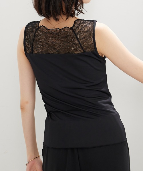 BELLUNA PLUS（ベルーナ）の「レース素材カップ付タンクトップ（タンクトップ・レディース・チャコール/オフホワイト/ブラック・X-LARGE/MEDIUM/LARGE）」の16枚目の写真