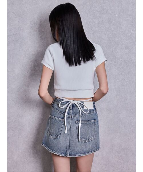 GYDA(ジェイダ)の「2WAY Symmetry GYDAクロスショートトップス(Tシャツ/カットソー・レディース・ブラック/オフホワイト・FREE)」の18枚目の写真