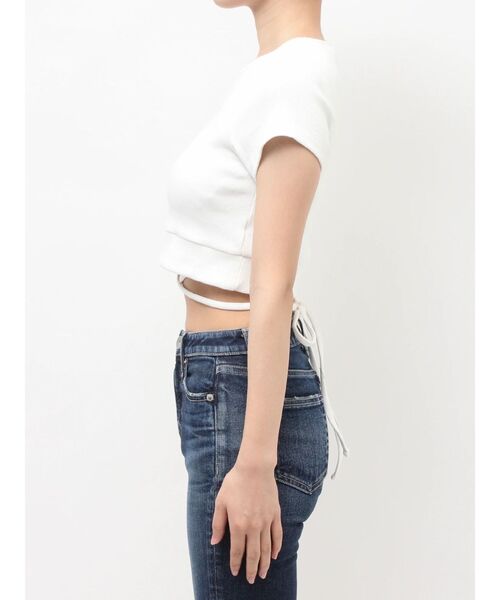 GYDA(ジェイダ)の「2WAY Symmetry GYDAクロスショートトップス(Tシャツ/カットソー・レディース・ブラック/オフホワイト・FREE)」の3枚目の写真