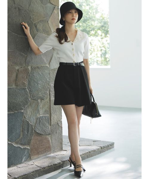 SNIDEL(スナイデル)の「シンプルショートパンツ(その他パンツ・レディース・グレー/ブラック/アイボリー・1/0)」の2枚目の写真