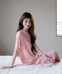 by LEGNA（バイレグナ）の「さらてろ半袖ルームウェア ロングパンツ（ルームウェア/パジャマ）」