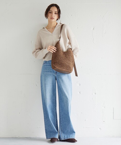 green label relaxing（グリーンレーベルリラクシング）の「ペーパーコード ショルダーバッグ（ショルダーバッグ・レディース・ベージュ/ダークブラウン/ナチュラル・FREE）」の4枚目の写真