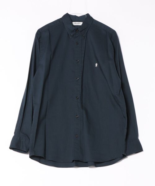 GYMPHLEX（ジムフレックス）の「Gymphlex | リネンポリ レギュラーB.D.シャツL/S（シャツ/ブラウス・メンズ・ネイビー/グレイッシュベージュ・M/L）」の2枚目の写真