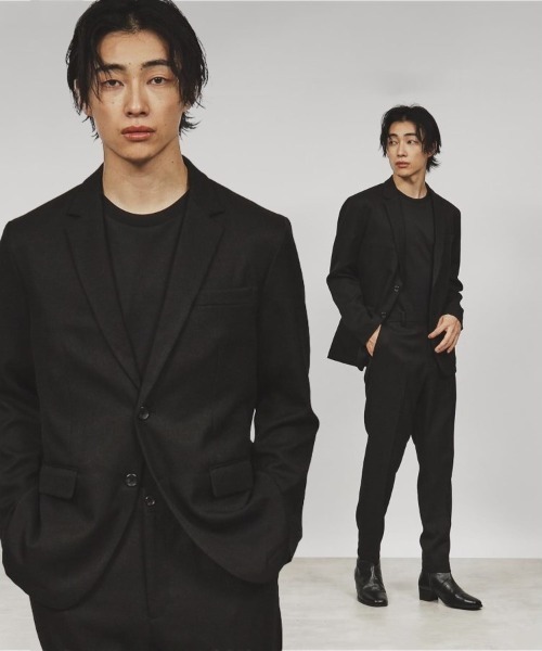 tk.TAKEO KIKUCHI（ティーケータケオキクチ）の「【昨年の人気商品！】上下2点セットエステルサージセットアップ/通年着用可/洗濯可/オールシーズン/シングルジャケット/ワイドテーパードパンツ/美シルエット（セットアップ・メンズ・ブラック/グレー/ネイビー・02/01/04/03）」の7枚目の写真