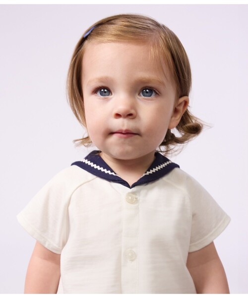 PETIT BATEAU(プチバトー)の「セーラーカラー ベビー2点セット(シャツ/ブラウス・キッズ・その他1・12MONTH/24MONTH/36MONTH)」の3枚目の写真