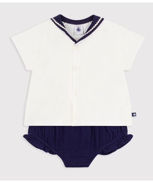 PETIT BATEAU(プチバトー)の「セーラーカラー ベビー2点セット(シャツ/ブラウス・キッズ・その他1・12MONTH/24MONTH/36MONTH)」の5枚目の写真