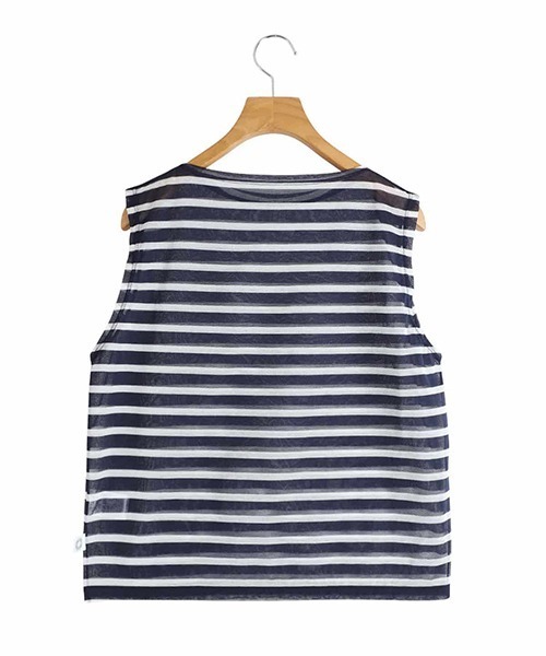 ORCIVAL（オーシバル）の「ORCIVAL / オーシバル：【レディース】BOAT NECK SLEEVELESS P.O.：OR-C0417[DEA]（タンクトップ・レディース・ネイビー系・1）」の2枚目の写真